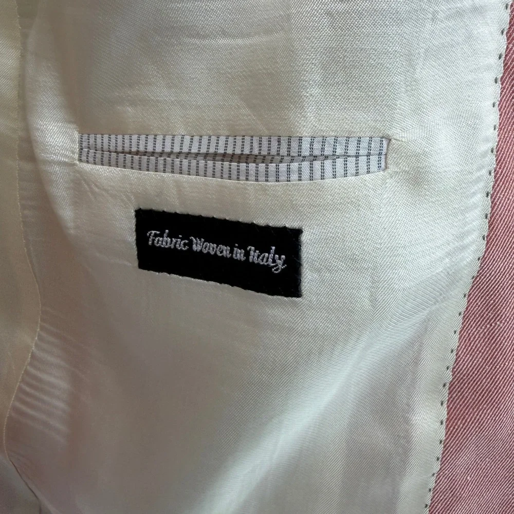 Jack Victor Exclusive Collection Pink Linen Silk Blazer Sport Coat Mens 43R